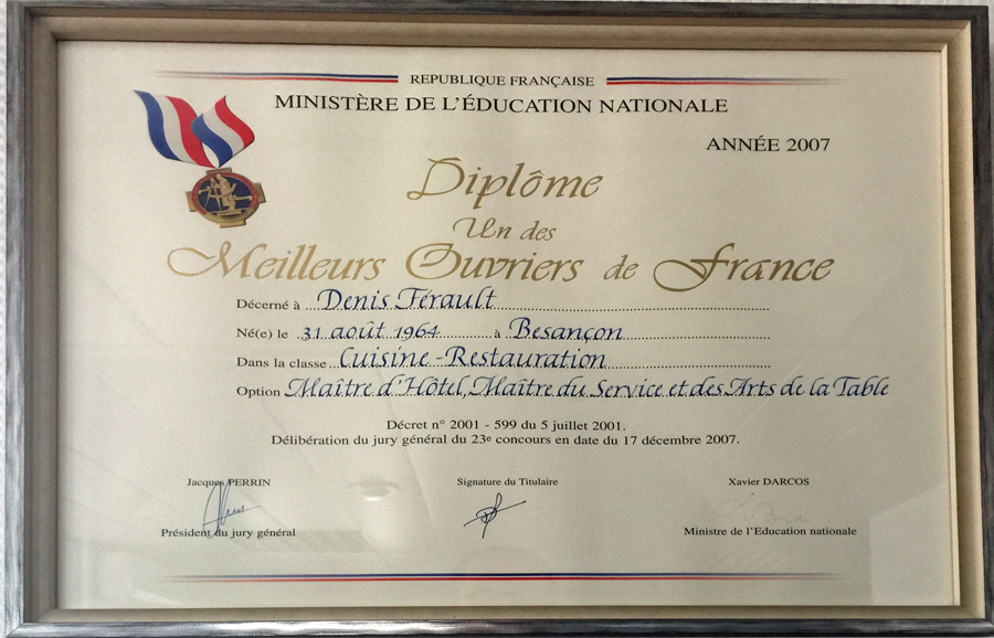 DENIS FERAULT DIPLOME MOF;pg