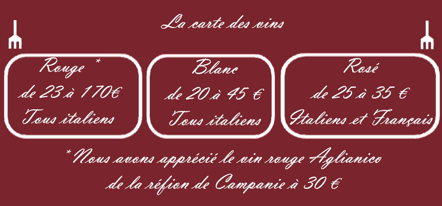 CASARELLA, carte des vins