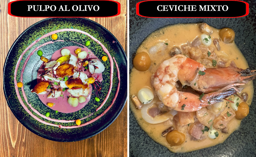 YOSE entrée Pulpo a olivo et ceviche mixto