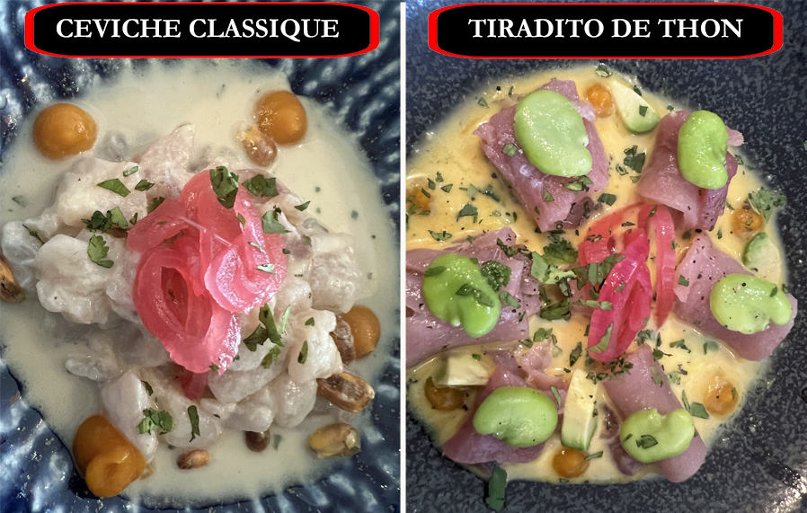 YOSE entrée ceviche classique et tiradito de thon