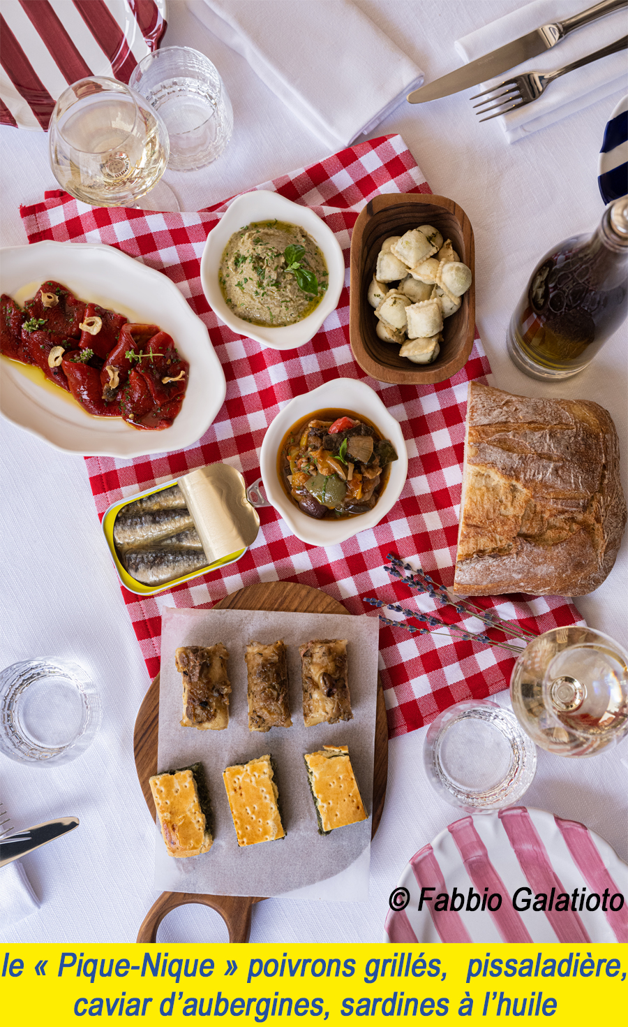 RESTAURANT MAISON FONFON MONACO-Pique-Nique poivrons grillés, pissaladière, caviar d’aubergines, sardines à l’huile