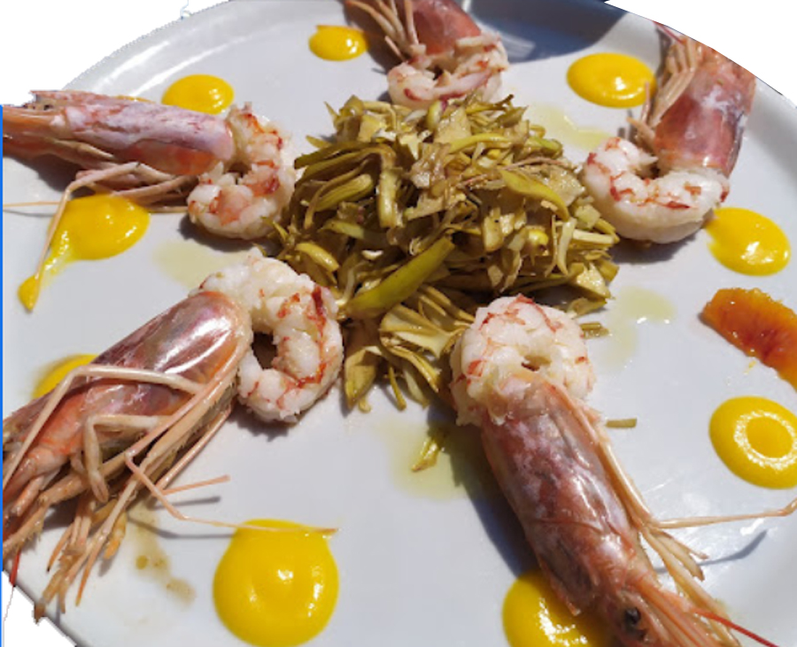 AMAREA ROMOLO gambas en pate crouillante katail-haricots verts et chutney de mangue