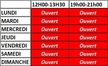 Le Jules Verne : Horaires